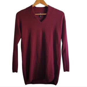 LANDS END Cashmere Tunic Burgundy Sweater Small